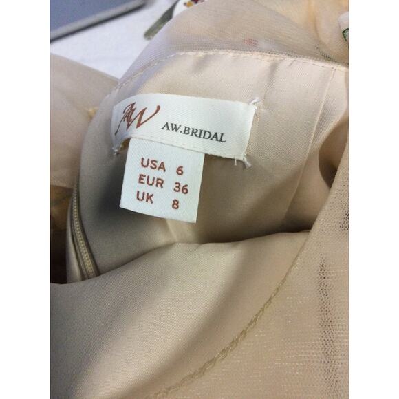 AW BRIDAL 6 S cream Dawn floral embroidered party homecoming mini dress NEW 0b3 - Picture 7 of 8